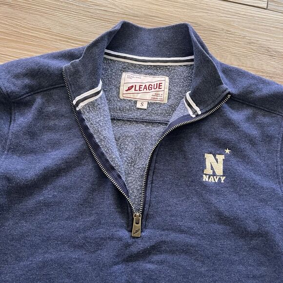 THE LEAGUE Size S US Naval Academy Men's Blue Quarter Zip Sweatshirt Embroidered - Picture 5 of 5